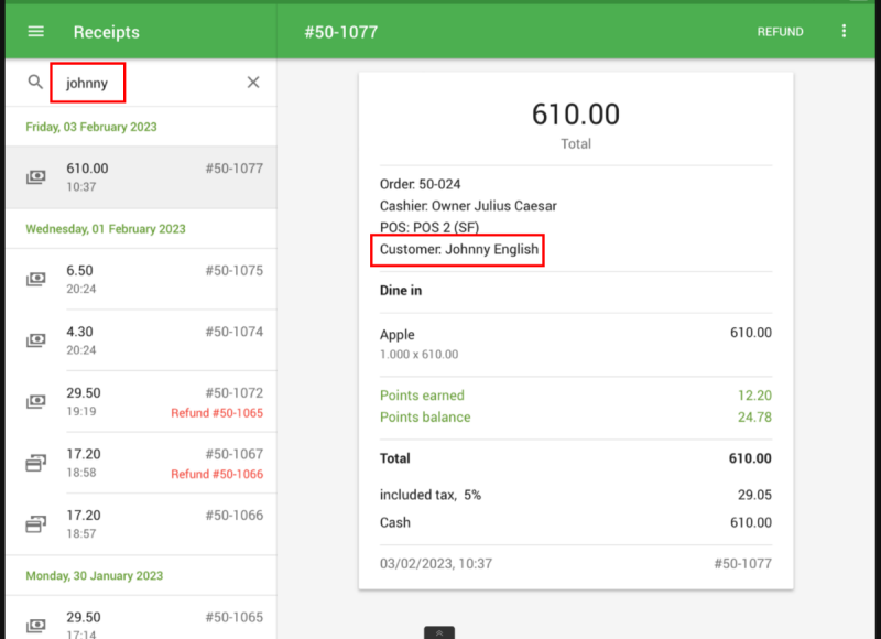 Change receipt headers from total to receipt name. Receipts Loyverse Town